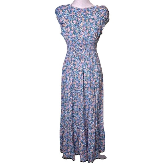 Old Navy Women’s Floral Maxi Dress Cottagecore Prairie Smocked Waist Boho Sz XS - Picture 3 of 8